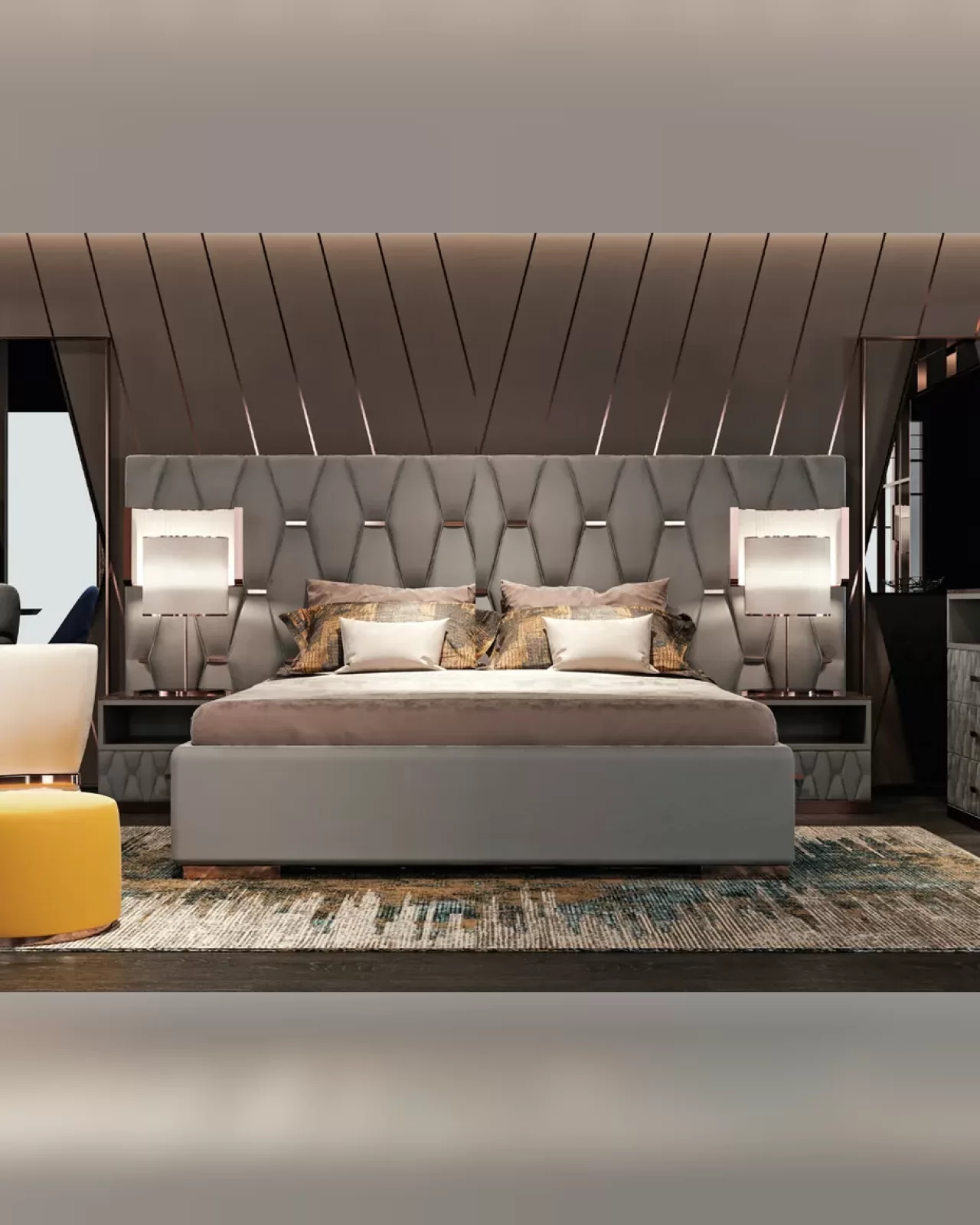 Nefrite Bed, Exence upholstered bed by Epoque