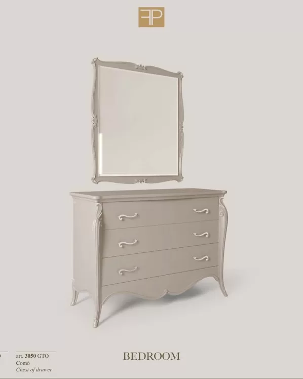 Opera Shaped Chest of Drawers, 3 Drawers, Francesco Pasi classic bedroom