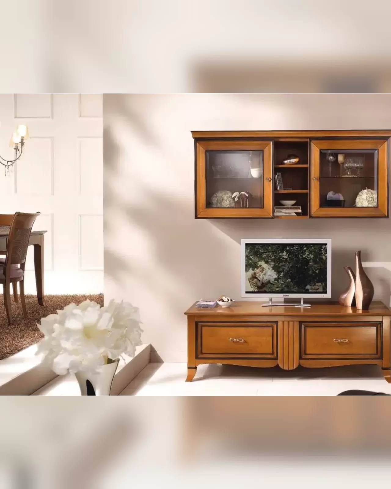 New Deco TV Stand with Shelf by Francesco Pasi, New Deco TV unit in solid cherry