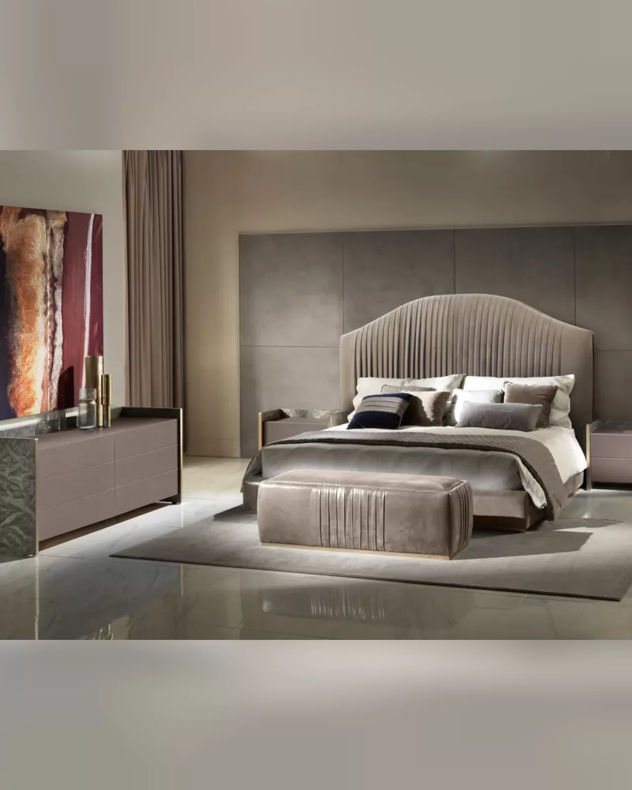 Letto Cobalto, letto imbottito moderno della linea Epoque Exence