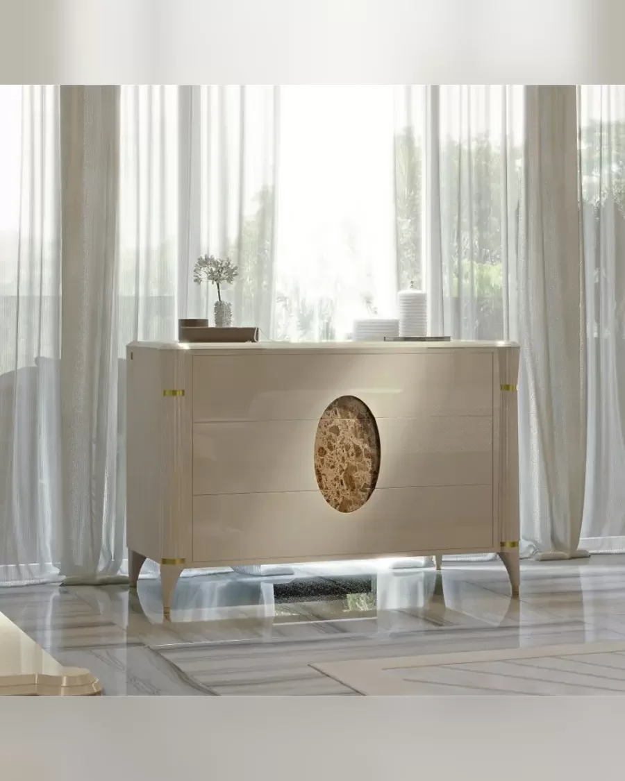Cassettiera Ellipse di Francesco Pasi, comò italiano per una camera da letto moderna