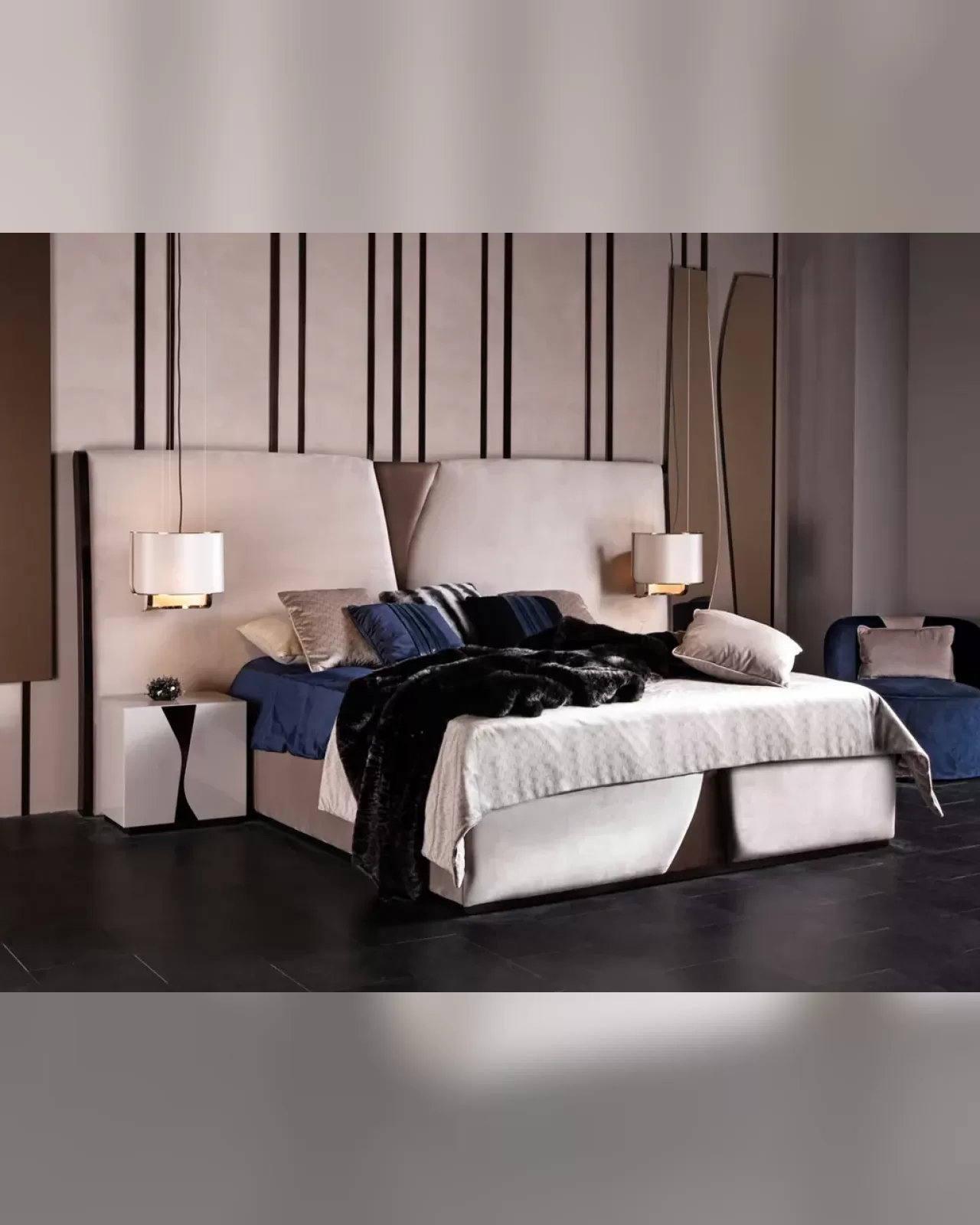 Krypton Bed by Epoque, Exence upholstered bed