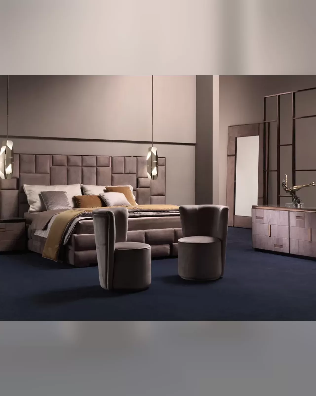 Cromo Bed, Italian upholstered bed by Epoque