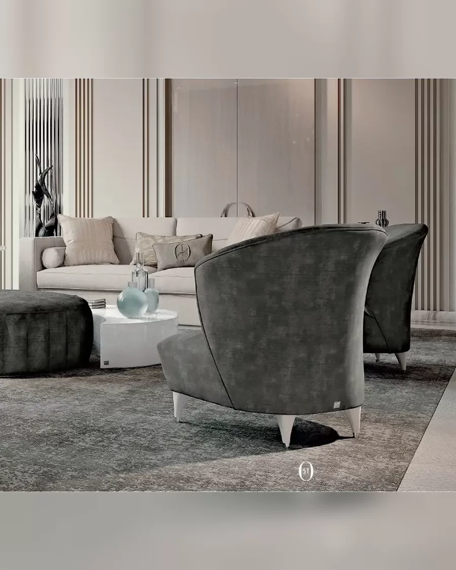 Ellipse Sofa with Straight Arms by Francesco Pasi, Italian sofa around a coffee table