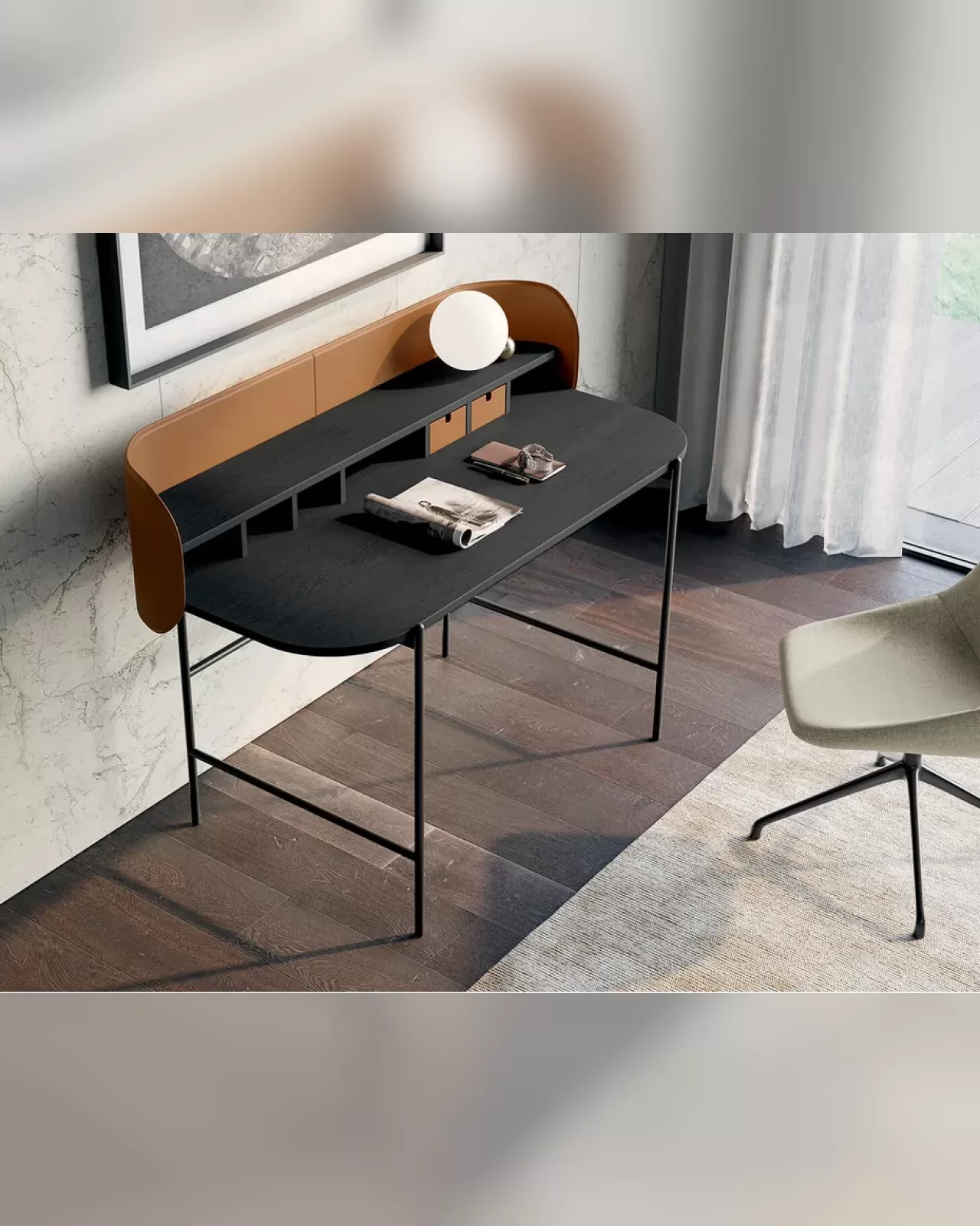 Supernova Desk by Dall'Agnese, designer desk on a black metal base