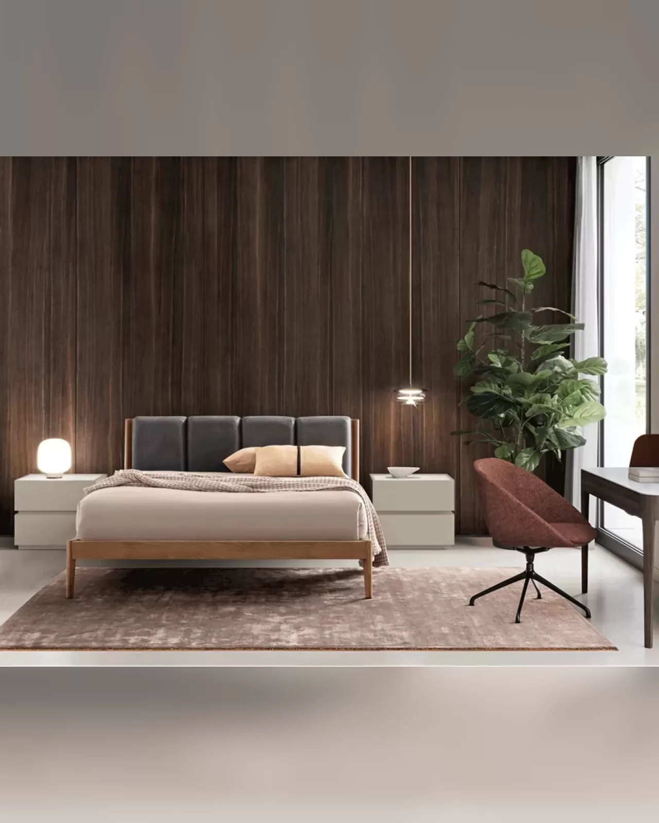 Settanta Desk by Dall'Agnese, wooden desk in curved plywood and veneer