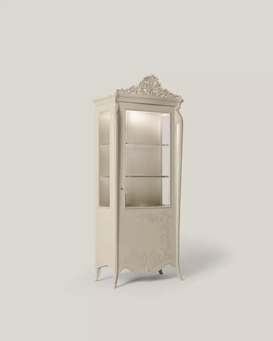 Opera Shaped Silver Cabinet, Flat Doors, 1 Door by Francesco Pasi, carved dining room furniture