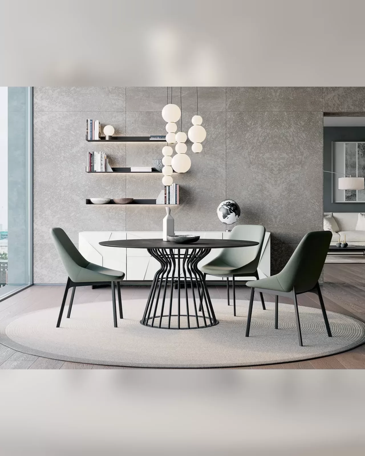 Bomber Dining Table by Dall'Agnese, modern dining table on a black metal base