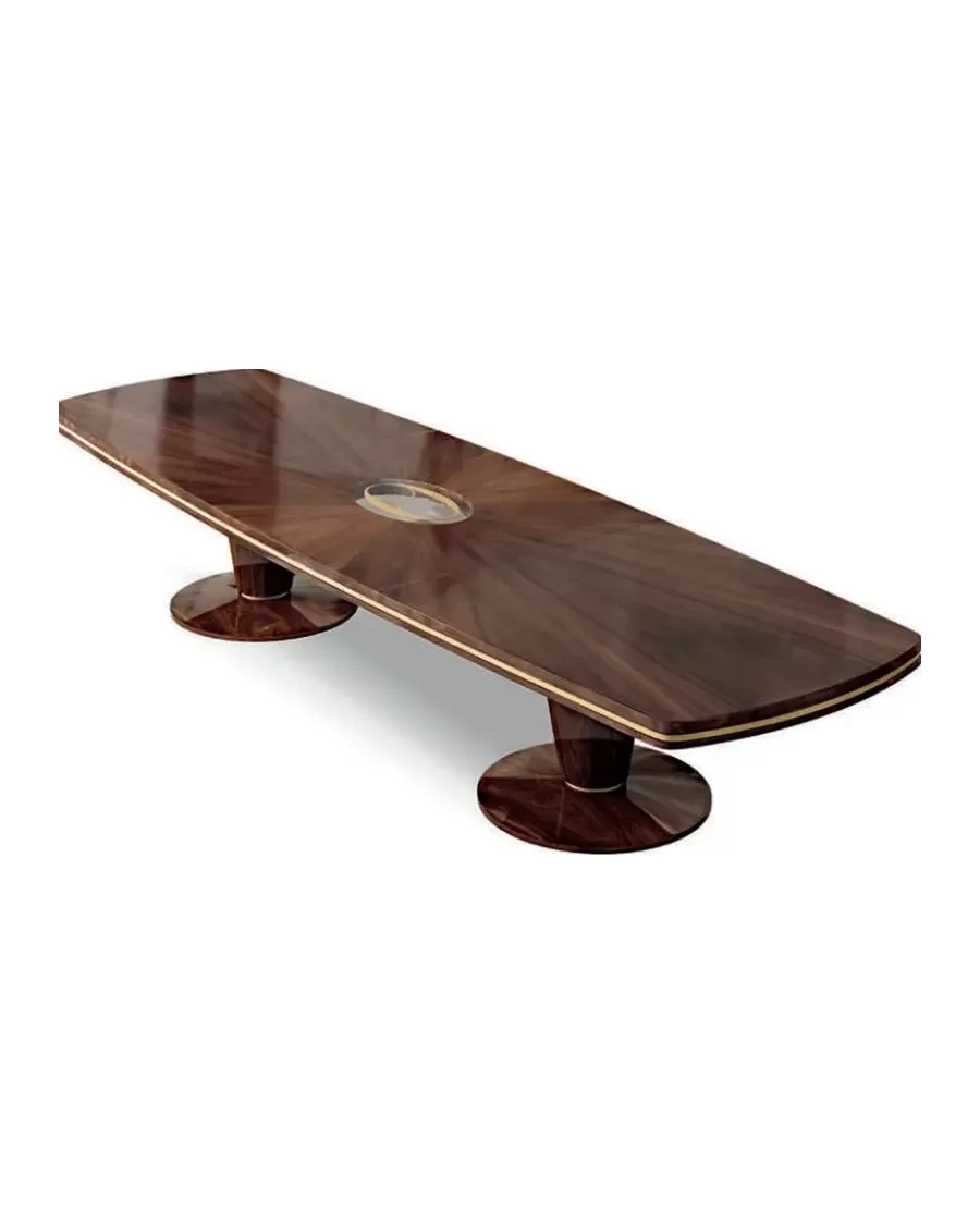 Ellipse Five-Metre Dining Table by Francesco Pasi, long dining table on two pedestals