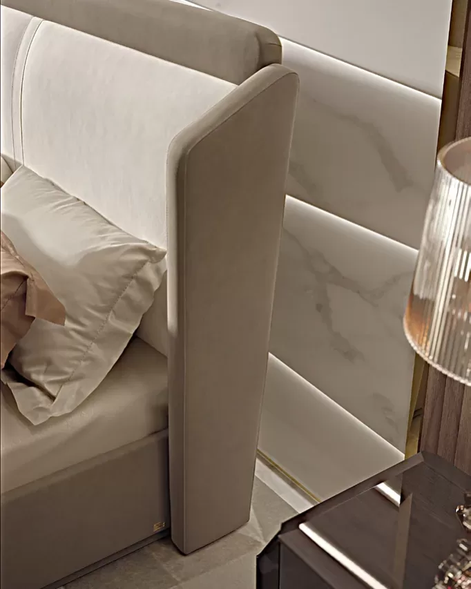 Icon Upholstered Bed, bed between a pair of luxury bedside tables