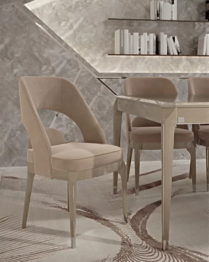 Icon Dining Chair by Francesco Pasi, for a dining room with a glass door cabinet