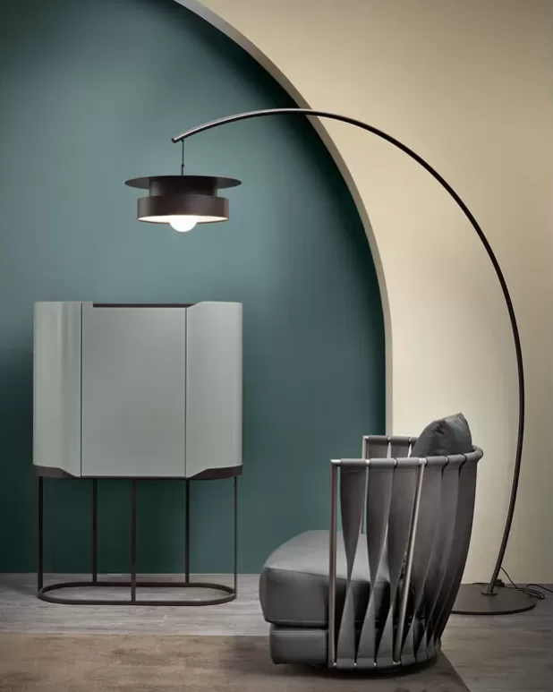 Oasi Cabinet by Cantori, a living room cabinet beside a showcase cabinet for living room