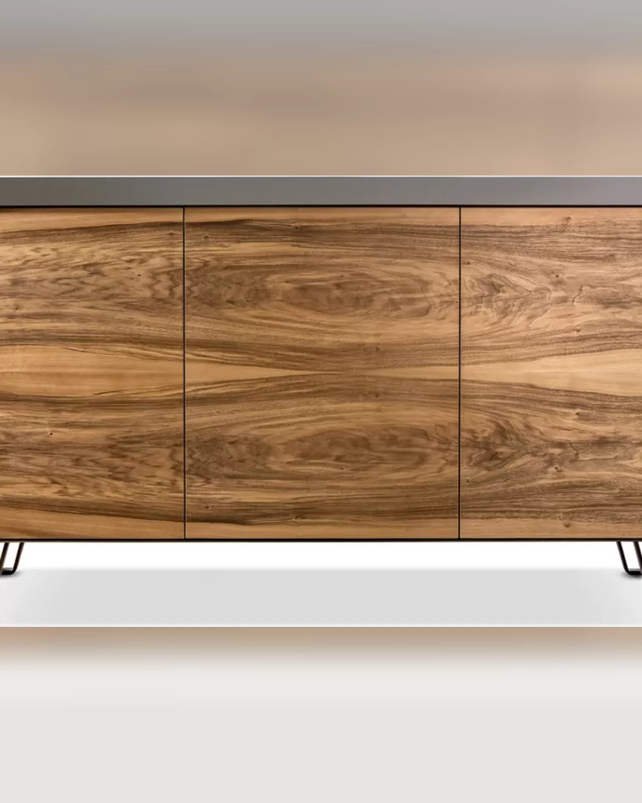 Icaro Sideboard by Cantori, credenza with wooden doors in an iron frame