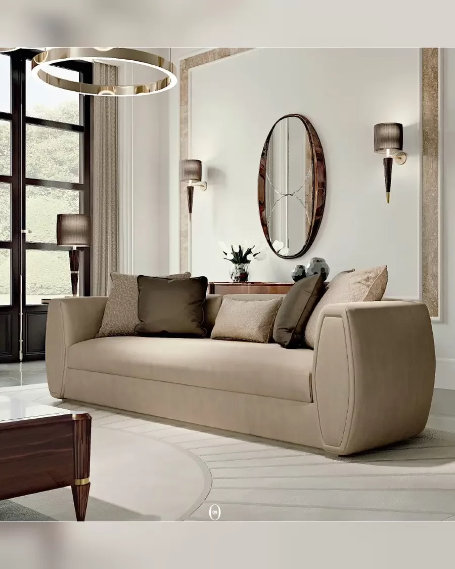 Ellipse Sofa with Rounded Arms by Francesco Pasi, leather sofa