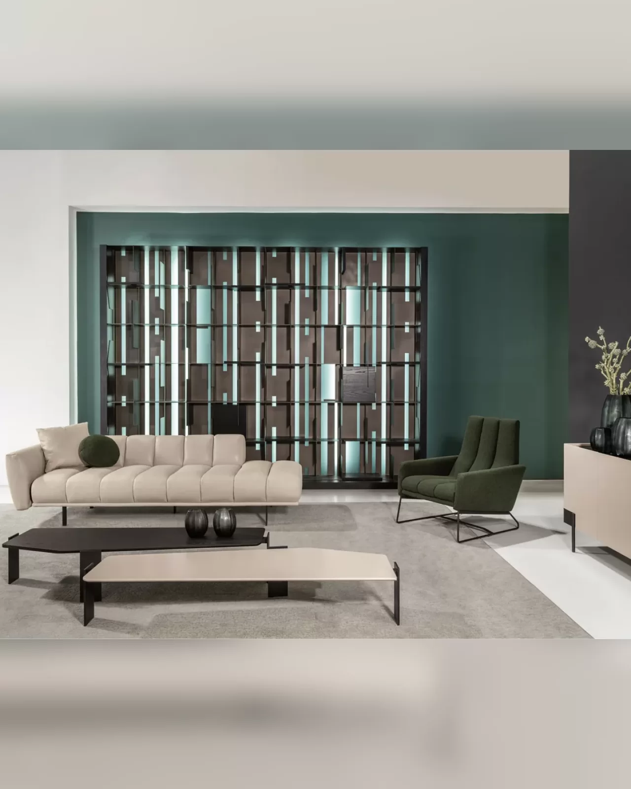 Blockbau Modular Sofa by Cantori, to pair with an Italian velvet sofa