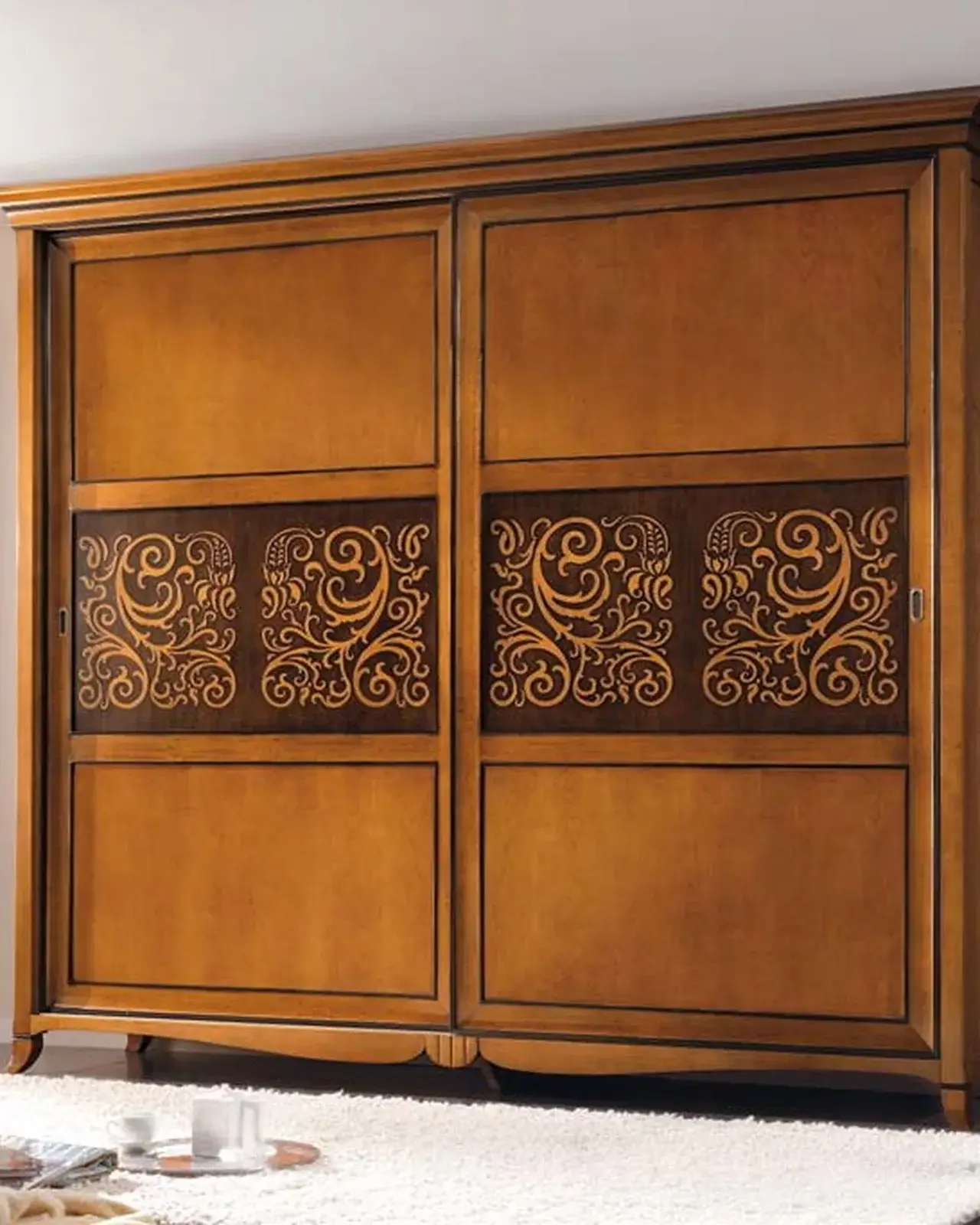 New Deco Wardrobe, Natural Bicolor, sliding door wardrobe in cherry