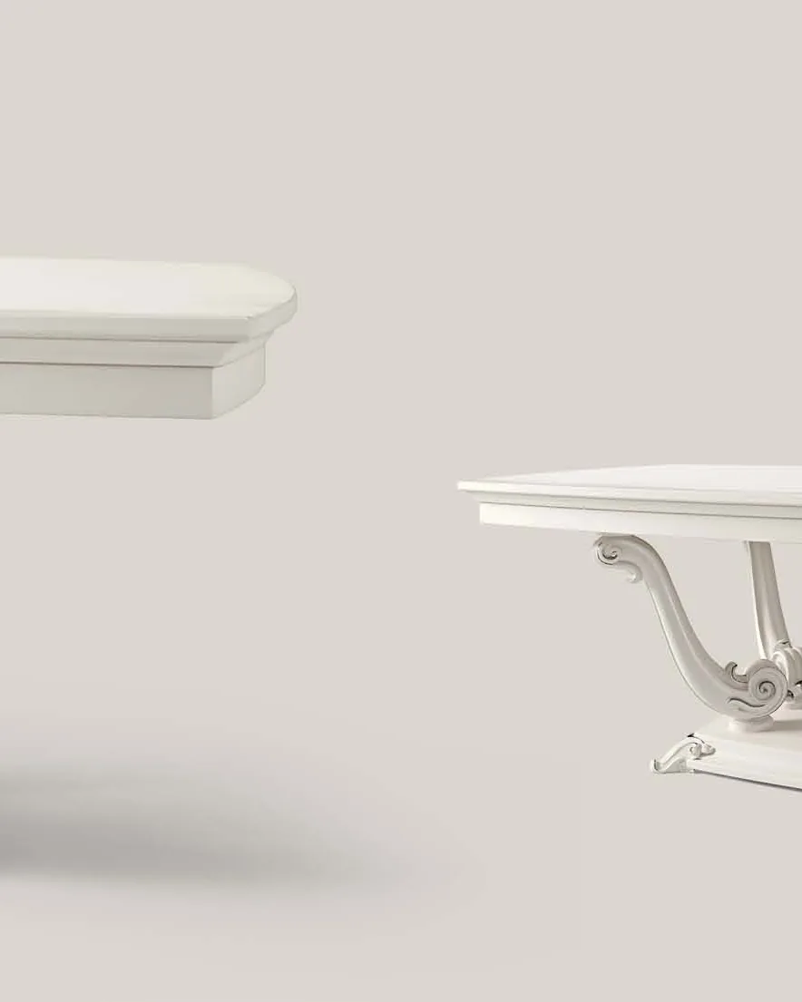 Opera Carved Barrel-Top Table with Two 50 cm Leaves, closed 220 cm by Francesco Pasi, dining table specified by length and