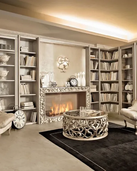 Opera Unica living room by Epoque, living room bookcase, made to order in Italy