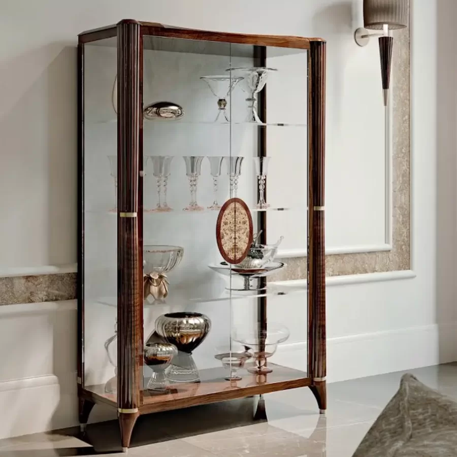 Ellipse Two-Door Glass Cabinet by Francesco Pasi, luxury dining room furniture, 113 cm wide