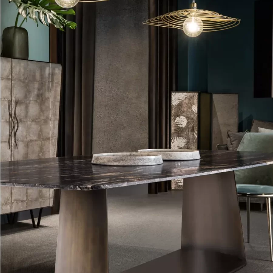 Teseo Dining Table by Cantori, luxury dining room furniture, 200 to 240 cm wide