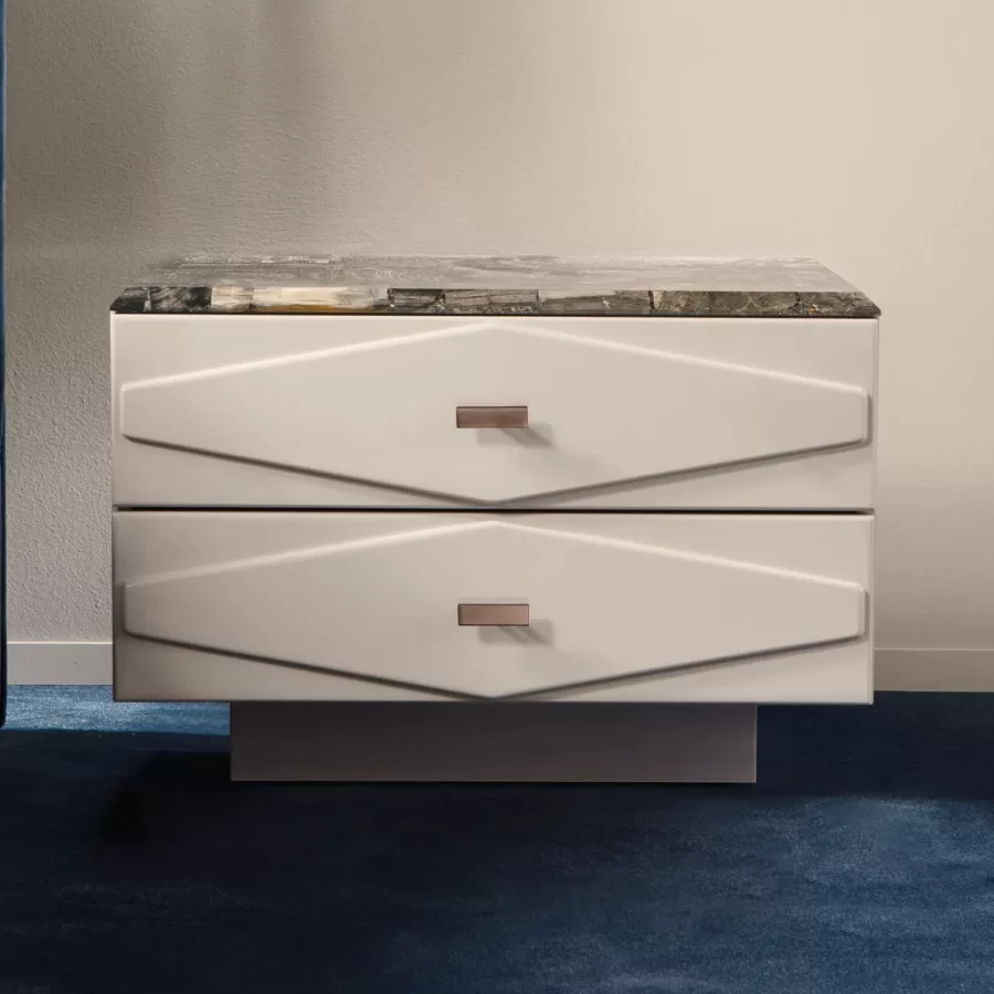 Cinabro Nightstand by Epoque, Italian furniture company for the bedroom, in gloss lacquer