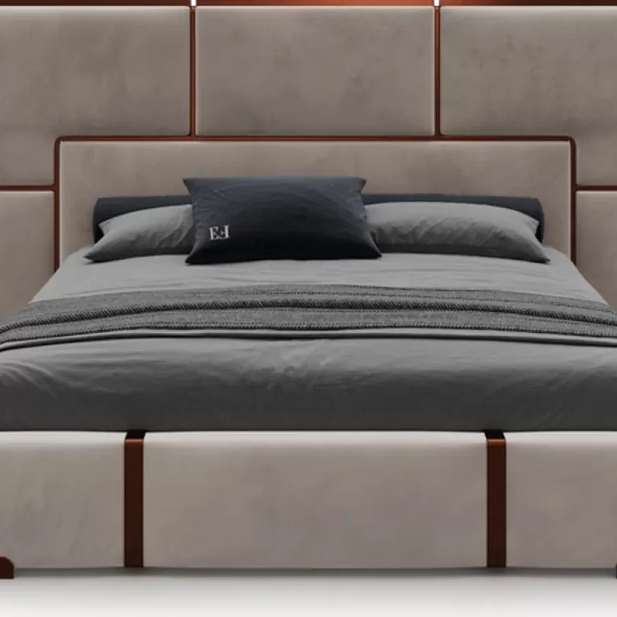 Morganite Bed by Epoque, luxury bedroom furniture, with storage, upholstered bed