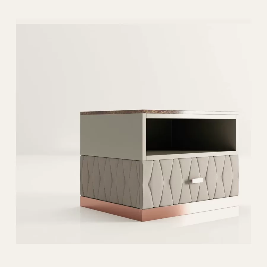 Nefrite Nightstand by Epoque, Italian furniture company for the bedroom, in leather