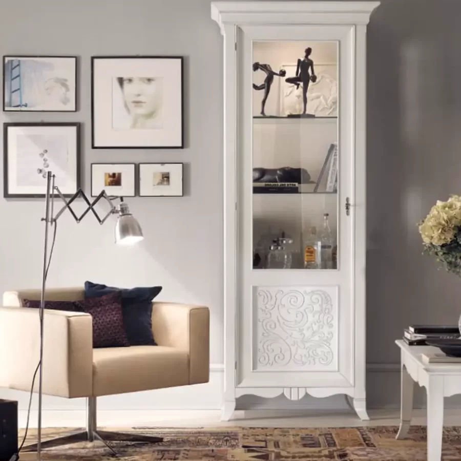 New Deco Display Cabinet, One Door by Francesco Pasi, glass display cabinet, 89 cm wide