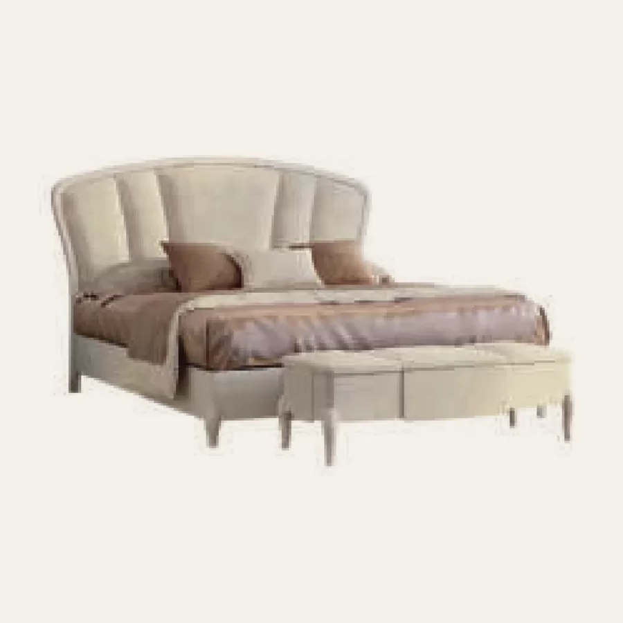 Ocean Arched Bed, Wood Frame, Smooth legs by Francesco Pasi, designer bed, for a 160 x 200 cm mattress