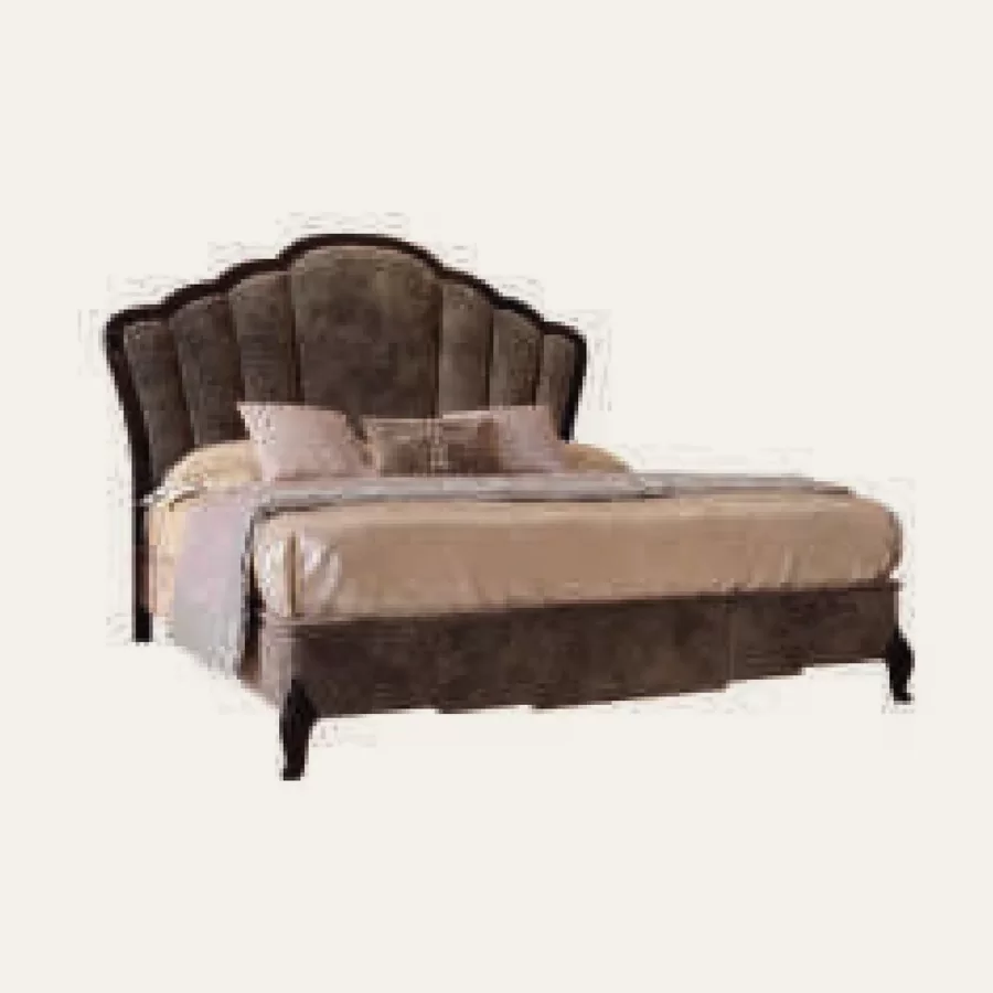 Ocean Shell-shaped Bed, Upholstered Frame, Hand-carved legs by Francesco Pasi, luxury bed, for a 160 x 200 cm mattress