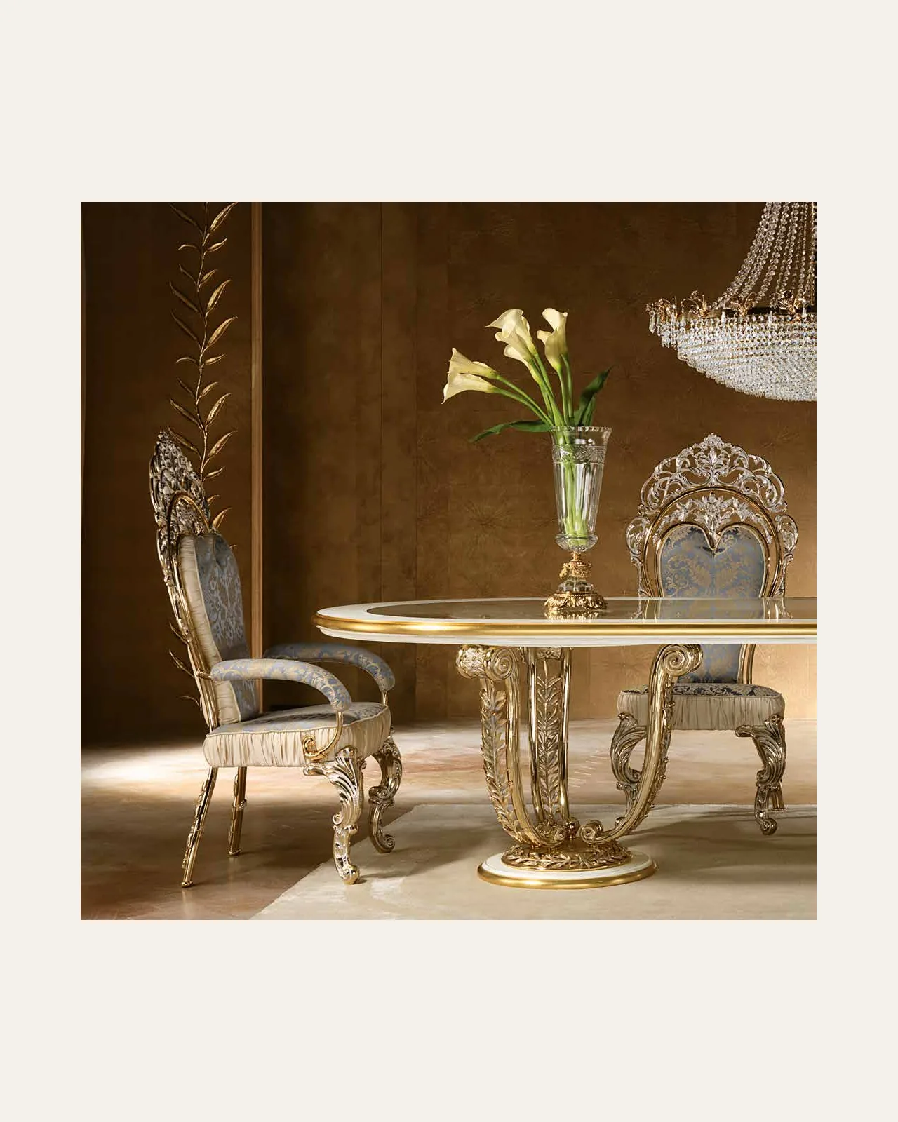 Aida Metal Dining Chair RY013, Cappelletti Aida collection, classic Italian dining chair in a classic dining room setting, photo 4 of 6