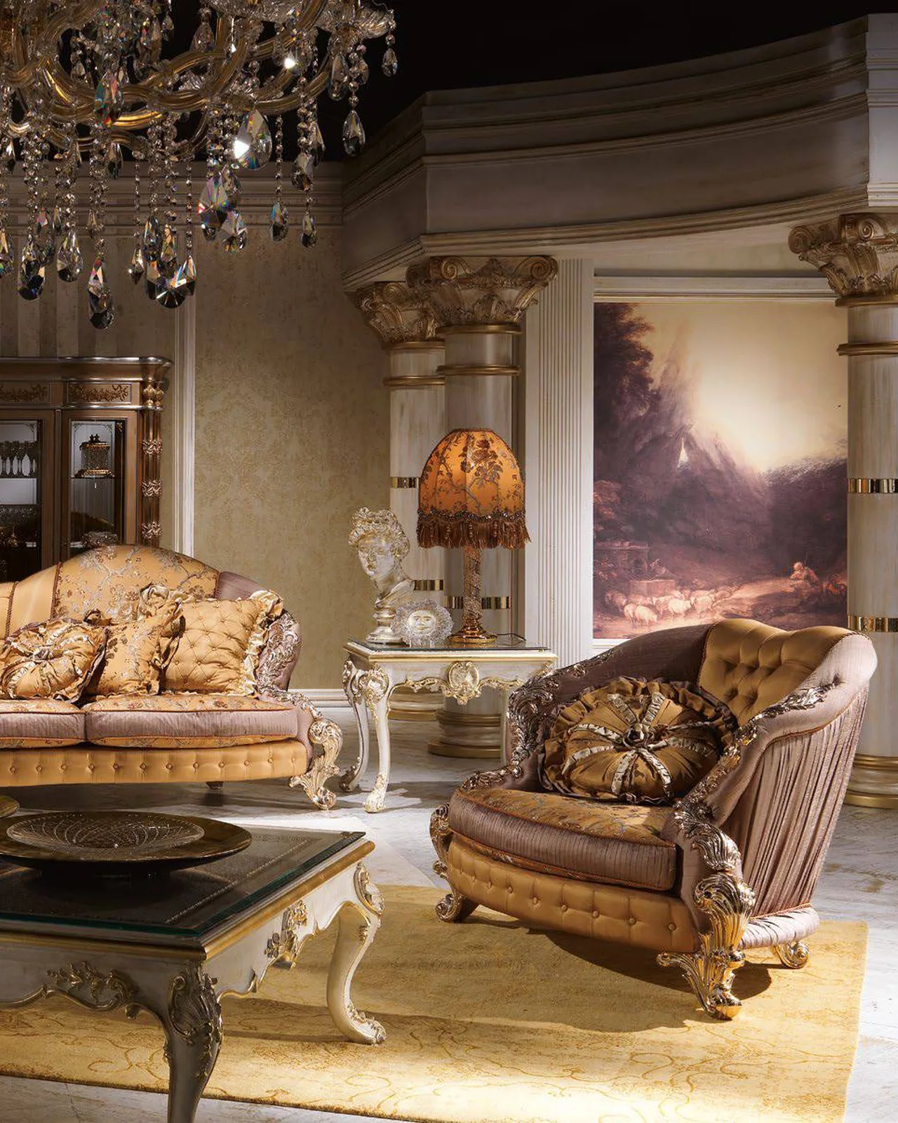 Royal Coffee Table RY174, Cappelletti Royal collection, classic Italian coffee table in a classic living room setting, photo 2 of 2
