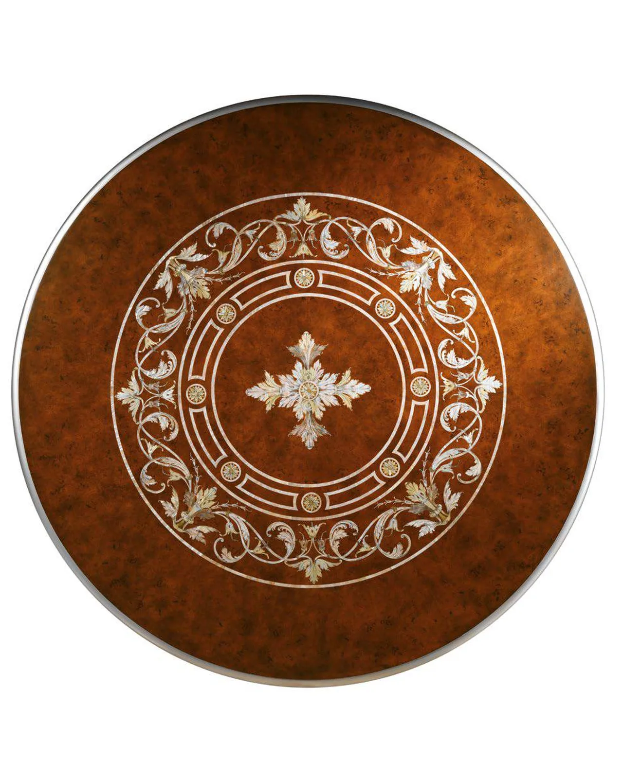 Royal Round Dining Table with Mother-of-Pearl Top N25214, Cappelletti Royal collection, classic Italian dining table in a classic dining room setting, photo 1 of 2
