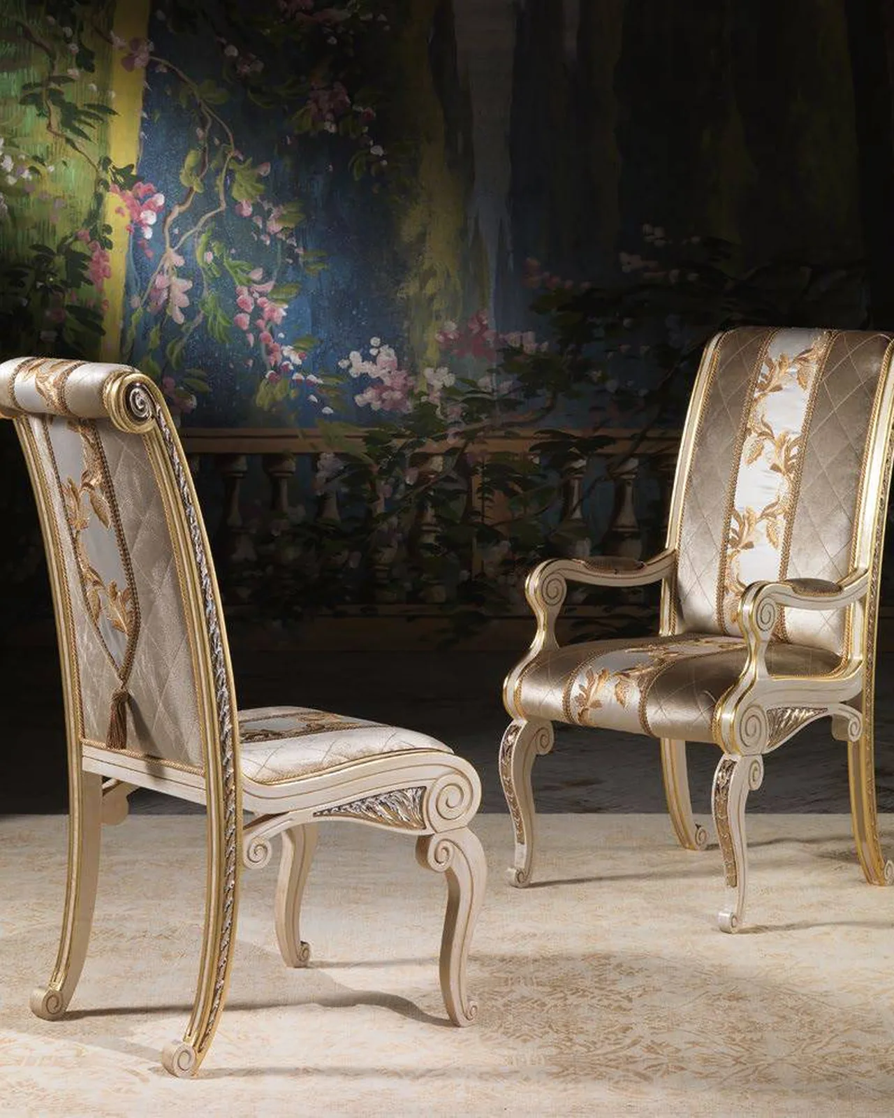 Royal Wooden Dining Chair N25015, Cappelletti Royal collection, classic Italian dining chair in a classic dining room setting, photo 2 of 4