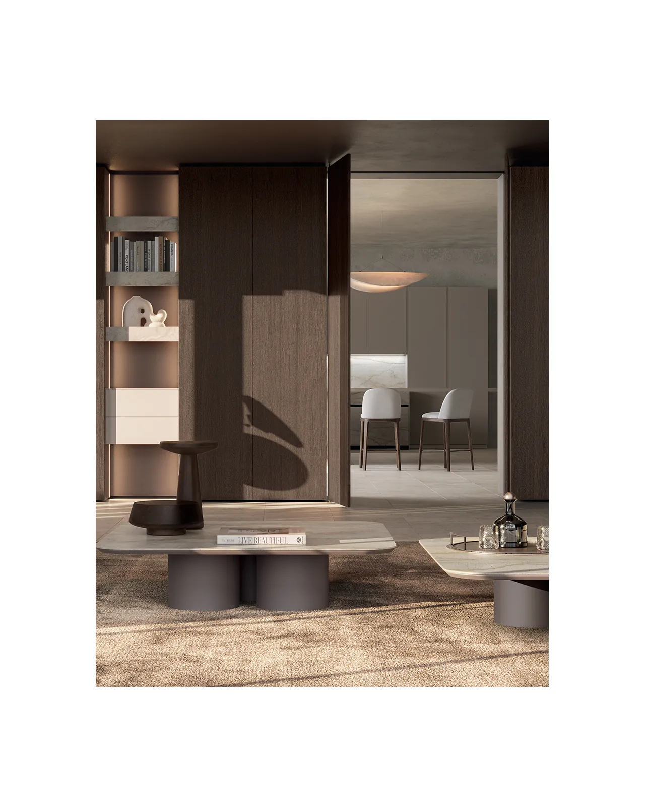 Pivot Swing Door by Dall'Agnese, in a living room setting, detail, photo 1 of 2, Nobili Design catalog