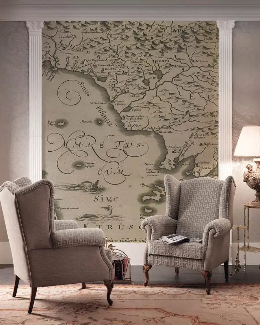 Gran Guardia Armchair 2111 by Francesco Pasi, hand-carved cherry furniture for the living room, in leather