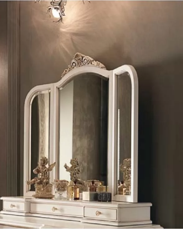 Gran Guardia Dressing Table Mirror, 3 Drawers by Francesco Pasi, Gran Guardia bedroom set, Venetian carved furniture