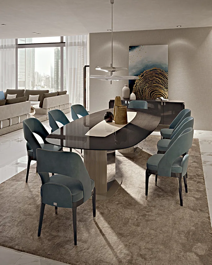 Icon Barrel-Shaped Table, Single Base by Francesco Pasi, Italian furniture manufacturer for the dining room, marble top