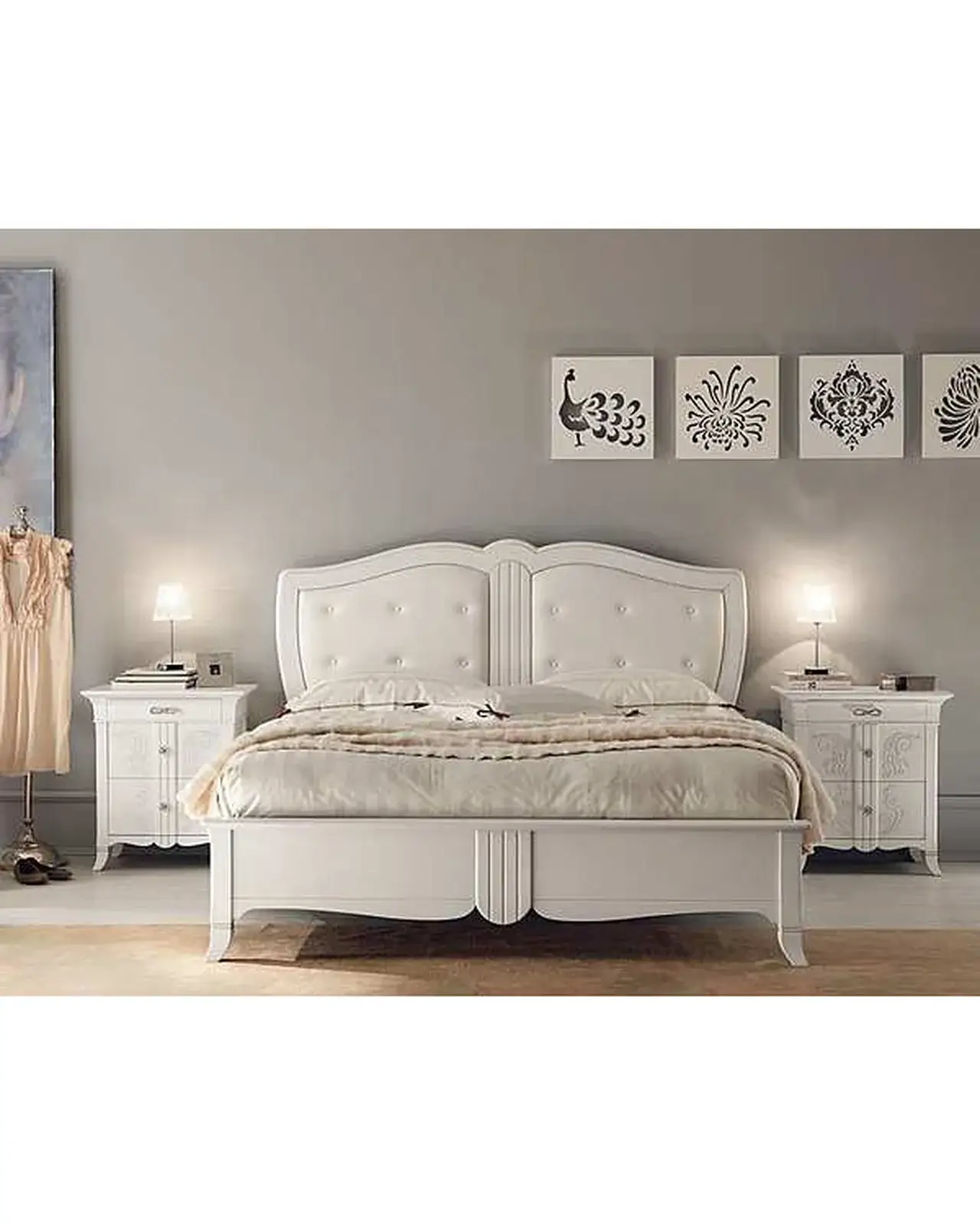 Letto New Deco con testiera in pelle capitonné – vista di dettaglio, Francesco Pasi New Decò