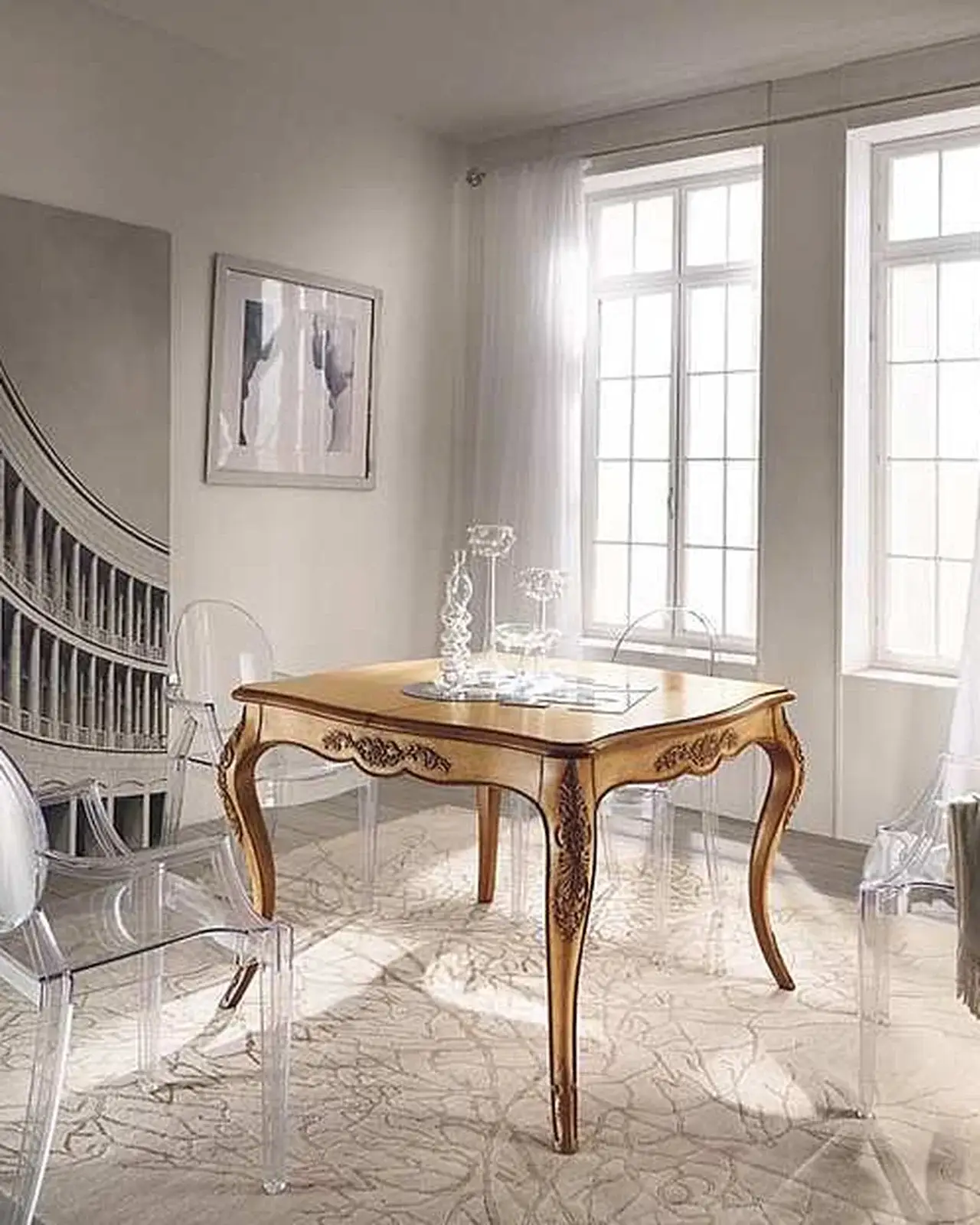 New Deco Hand-Carved Extending Table, Square – Francesco Pasi New Decò, additional dining room view 5