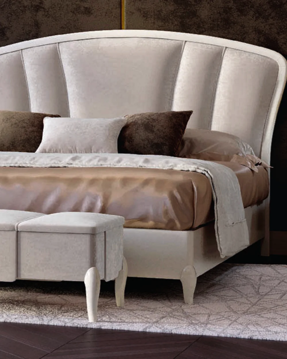 Ocean Arched Bed, Wood Frame, Smooth legs by Francesco Pasi, Italian furniture manufacturer for the bedroom