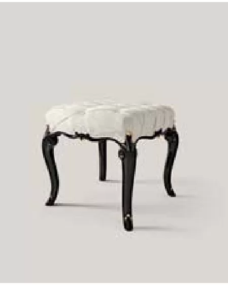 Pouf quadrato Opera, rivestimento sartoriale, Mobili da soggiorno, in impiallacciatura in ciliegio su pannello listellare, stile classico italiano veneto, di Francesco Pasi