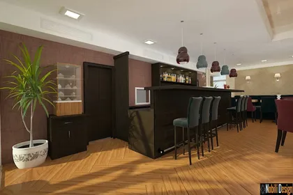 Sophisticated architectural details and luxury furniture showcased in this modern Mediterranean restaurant interior concept.