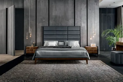 Letto imbottito Dama, collezione di arredamento italiano