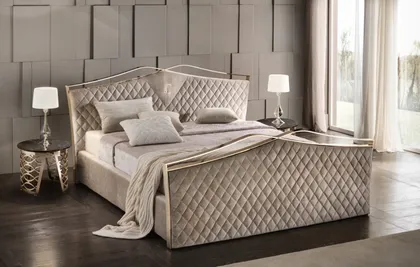 Upholstered bed modern bedroom Valentino. Dim. x x cm h, italian home furnishings
