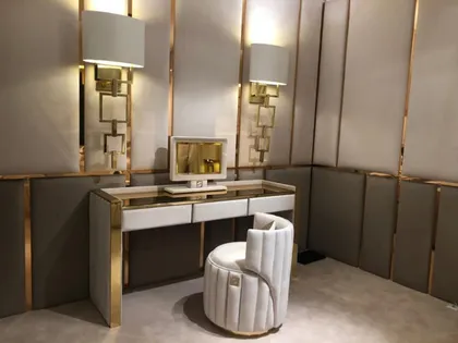 Luxury Gold Brass Dressing Table With Drawers Signature, luxury bedroom furniture