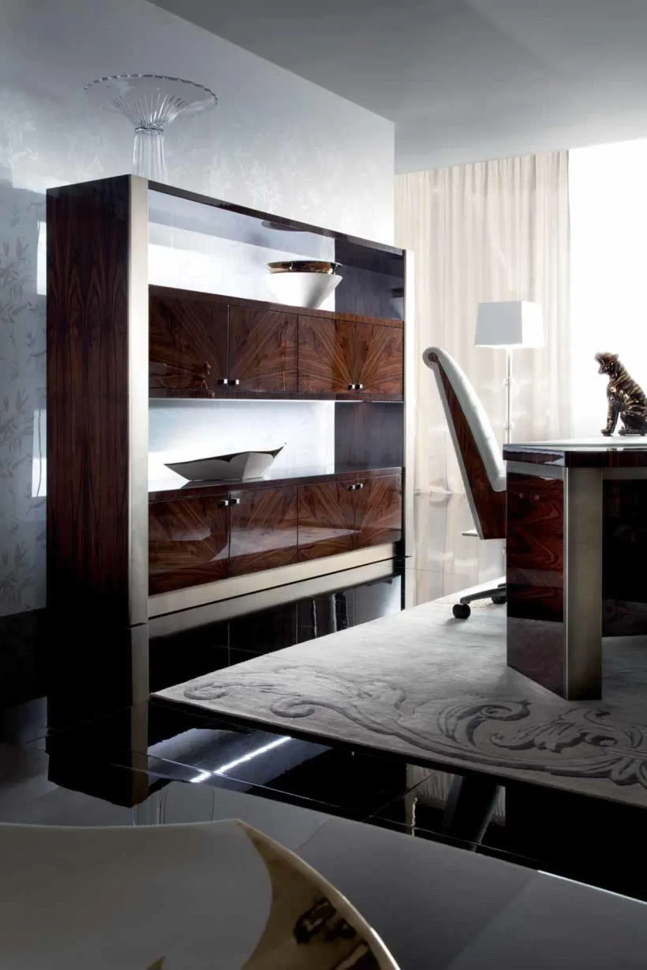 Coliseum Library by Giorgio Collection, library wall bookcase with open and closed units